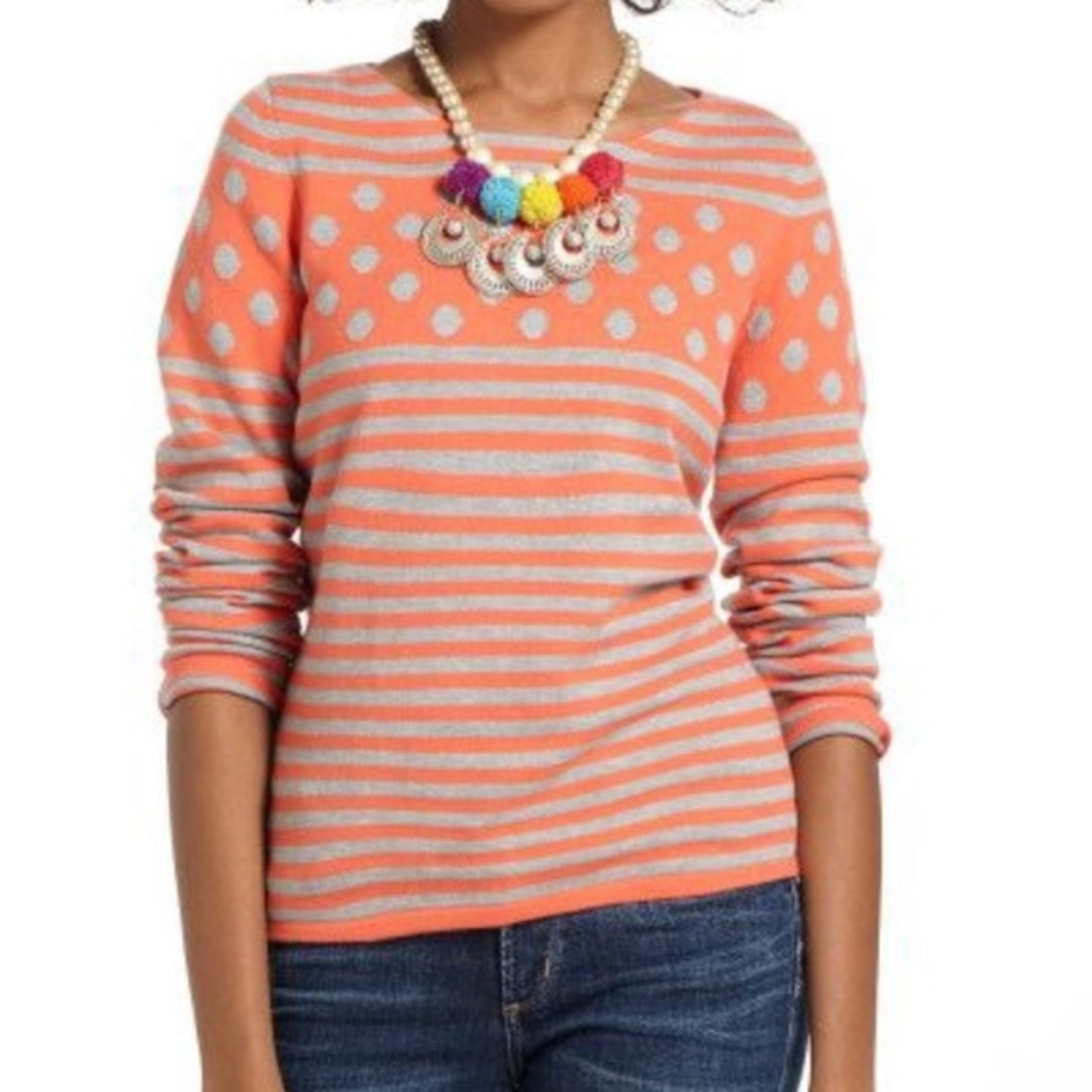 Anthropologie Sparrow Polka Dot Striped Mixed Print Sweater Size Large